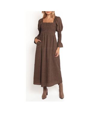 Petal & Pup Cyrena Long Sleeve Fit & Flare Maxi Dress - Brown