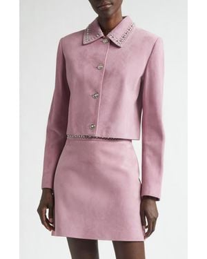Versace Studded Collar Suede Jacket - Pink