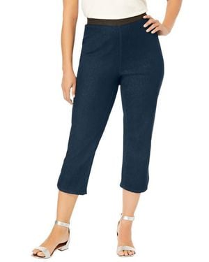 Jessica London Stretch Denim Crop Jeggings - Blue
