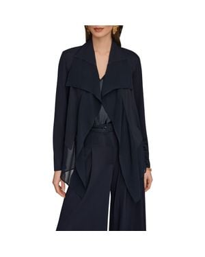 Donna Karan Mixed Media Open Front Jacket - Blue