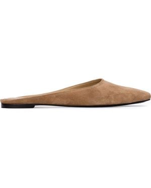 Black Suede Studio Lucia Suede Backless Ballerina - Brown