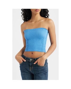 BDG Tapestry Crop Tube Top - Blue