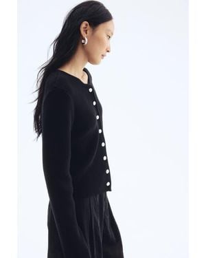 H&M Rib-Knit Cotton Cardigan - Black