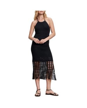 Sanctuary Promenade Open Stitch Detail Halter Neck Cotton Sweater Dress - Black