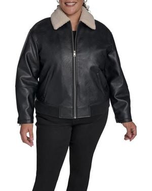 Levi's Faux Leather Bomber Jacket With Faux Shearling Collar - Black