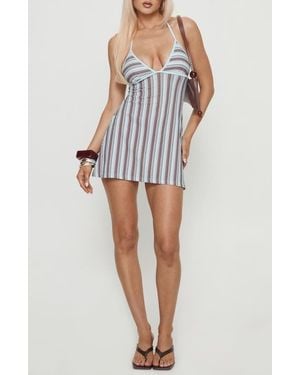 Princess Polly Mishie Stripe Halter Minidress - White