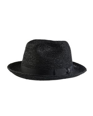 Wigéns Raffia Straw Hat With Grosgrain Hatband - Black