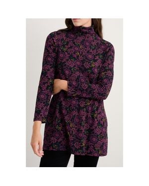 Seasalt Cornwall Grass Kelp Mock Neck Stretch Organic Cotton Tunic - Purple
