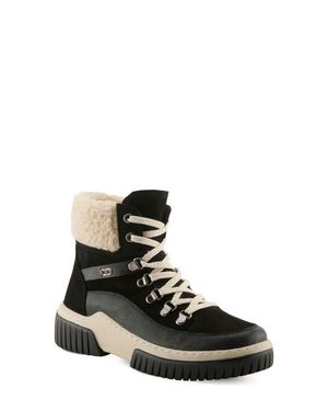 Spring Step Winterlyn Leather Boot With Genuine Shearling Trim - Black