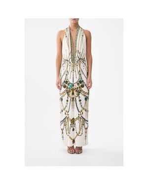 CAMILLA Deep Cowl Plunge Dress - Metallic