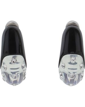 Lanvin Fargo Rhinestone Large Hoop Earrings - Black