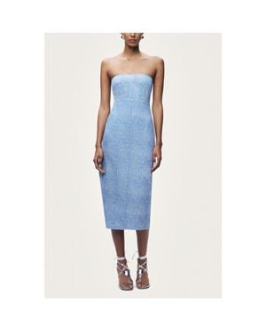 Nocturne Stone-Detail Strapless Midi Dress - Blue