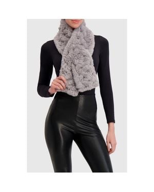 Lyla Grant Fur-Free Rex Rabbit (Faux Fur) Knit Pull-Through Scarf - Black