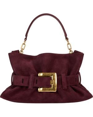 Balmain Medium Anthem Suede Leather Bag - Purple