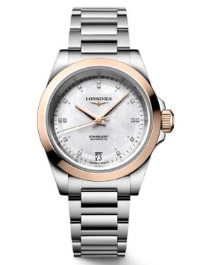 Longines Conquest 18K Rose Bezel, Mother-Of-Pearl & Diamond Automatic Bracelet Watch, 34Mm - Gray