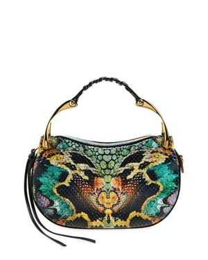 McQueen Mini Wishbone Snakeskin Embossed Leather Top Handle Bag - Multicolor