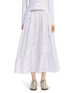 JACQUIE THE LABEL Cherie Poplin Midi Skirt - White