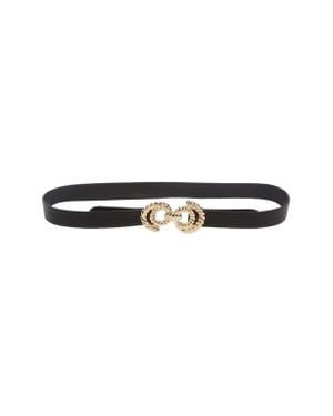 Raina Twisted Circle Buckle Leather Belt - Black