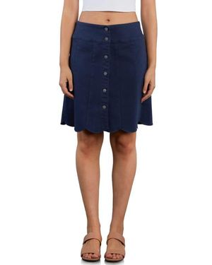 Wash Lab Denim Scalloped Hem Denim Miniskirt - Blue