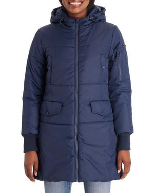 Modern Eternity Maternity 3-In-1 Hooded Maternity Puffer Jacket - Blue