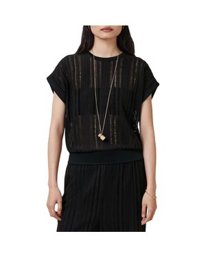 AllSaints Giana Open Stitch Short Sleeve Sweater - Black
