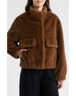 Sam Edelman Faux Fur Bomber Jacket - Brown