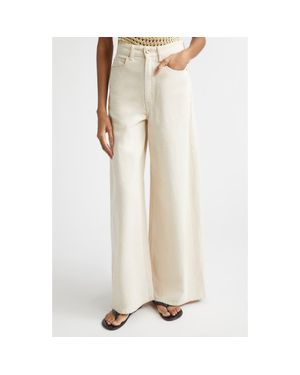 OSSOU Slick High Waist Wide Leg Jeans - Natural