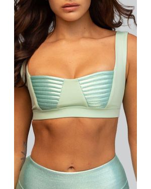 Heroine Sport Nova Metallic Inset Sports Bra - Blue