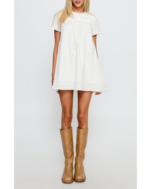 Princess Polly Bethanne Lace Detail Cotton Babydoll Minidress - White