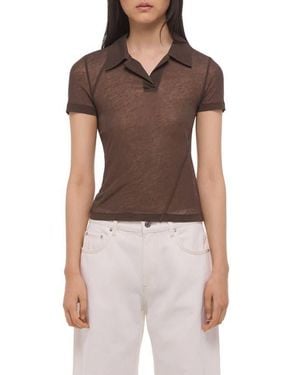Helmut Lang Zerosca Sheer Modal Twisted Polo - Brown