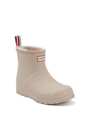 HUNTER Play Short Faux Shearling Lined Waterproof Rain Boot - Brown