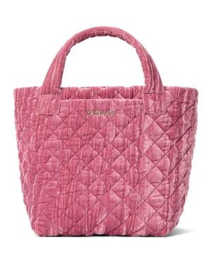 MZ Wallace Mini Metro Deluxe Quilted Velvet Tote Bag - Pink