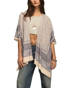 Lucky Brand Border Print Open Front Jacket - Multicolor