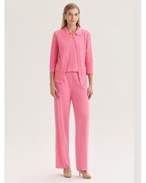 Misook Tailored Tonal Pointelle Knit Jacket - Pink