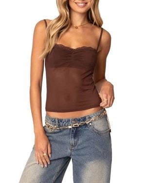 Edikted Elina Sheer Mesh Bra Top - Blue