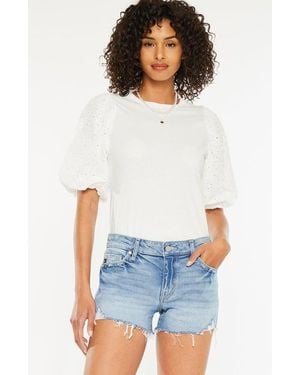 Kancan Heather Mid Rise Boy Fit Shorts - White