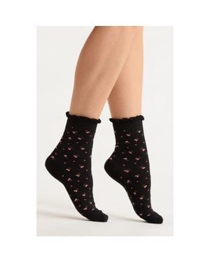 Casa Clara Penny Ruffle Crew Socks - Black