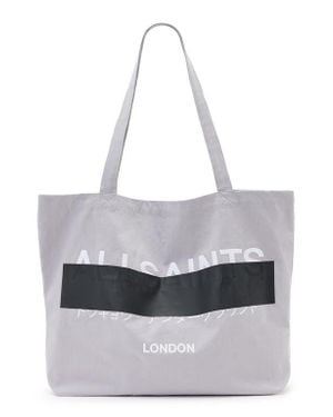 AllSaints Redact Cotton Canvas Tote Bag - White