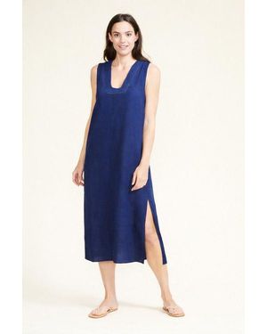 Sitano Grotta Midi Ladder Lace Sleeveless Dress - Blue