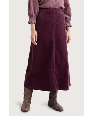 Seasalt Cornwall Window Wren Organic Cotton Corduroy Midi Skirt - Purple