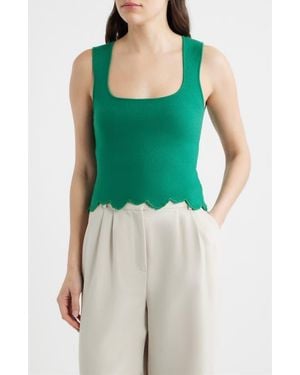 DELUC Ithaca Embroidered Scallop Hem Tank - Green
