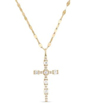 Lana Jewelry 14K Elevated Diamond Cross Pendant Necklace - Metallic