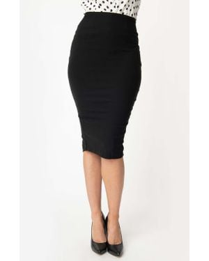 Unique Vintage 1950S High Waist Tracy Wiggle Skirt - Black