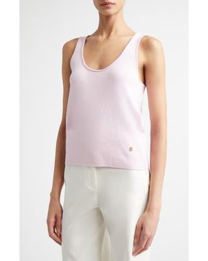 St. John Silk & Cotton Sweater Tank - Purple