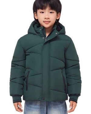 Rokka&Rolla Kids' Cozy Grid Puffer Jacket - Green