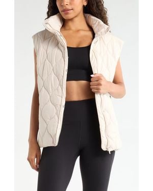 Zella Skyline Belted Puffer Vest - Black