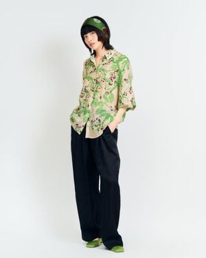 Lost Pattern Coco Dream Oversized Hawaii Shirt - Green