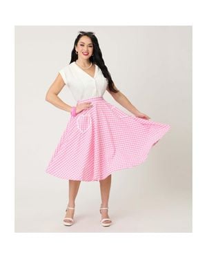 Unique Vintage Sally Swing Skirt - Pink