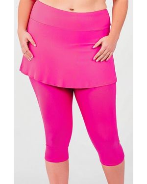 Calypsa Plus Size Skirted Swim Capris - Pink