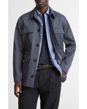 Vince Brushed Cotton Twill Chore Coat - Blue